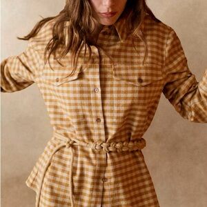 Sezane 🇫🇷 Eurielle Vichy Gingham Checkered Loose Fit Blouse Jacket US 8-10 NEW